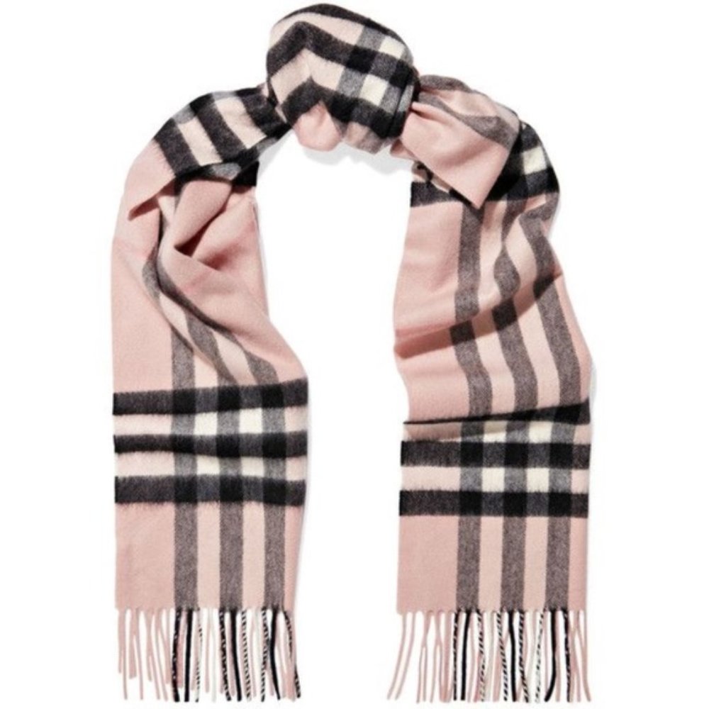 Cashmere Feel Pink Check Scarf